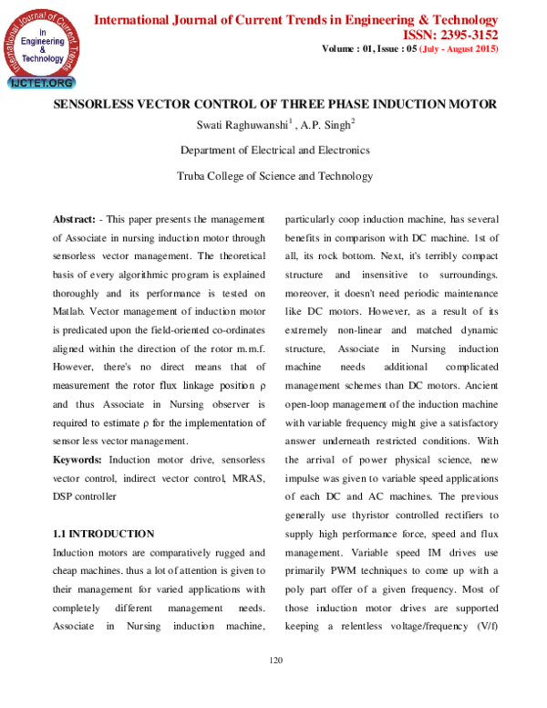 (PDF) Sensorless vector control of three phase induction motor