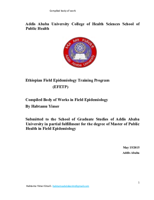 (PDF) Ethiopian Field Epidemiology Training Program (EFETP) Compiled ...