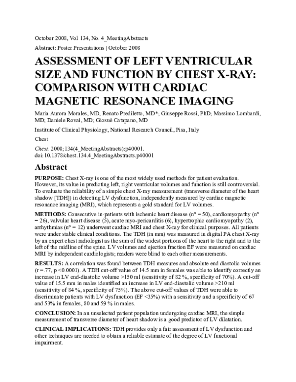 (PDF) Assessment of Left Ventricular Size and Function by Chest X-Ray ...