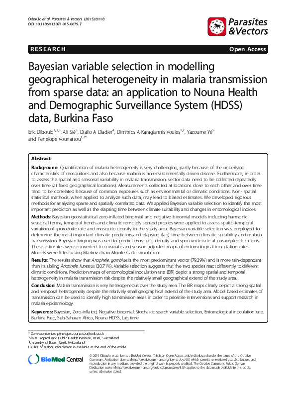 (PDF) Bayesian variable selection in modelling geographical ...