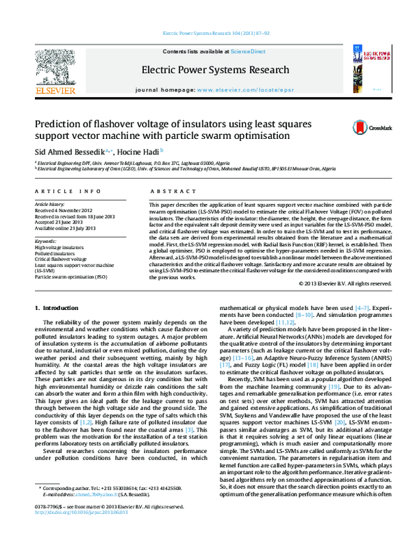 (PDF) Prediction of flashover voltage of insulators using least squares ...