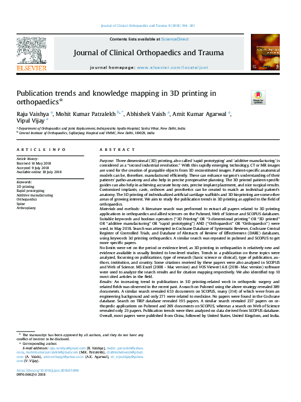 (PDF) Publication trends and knowledge mapping in 3D printing in ...
