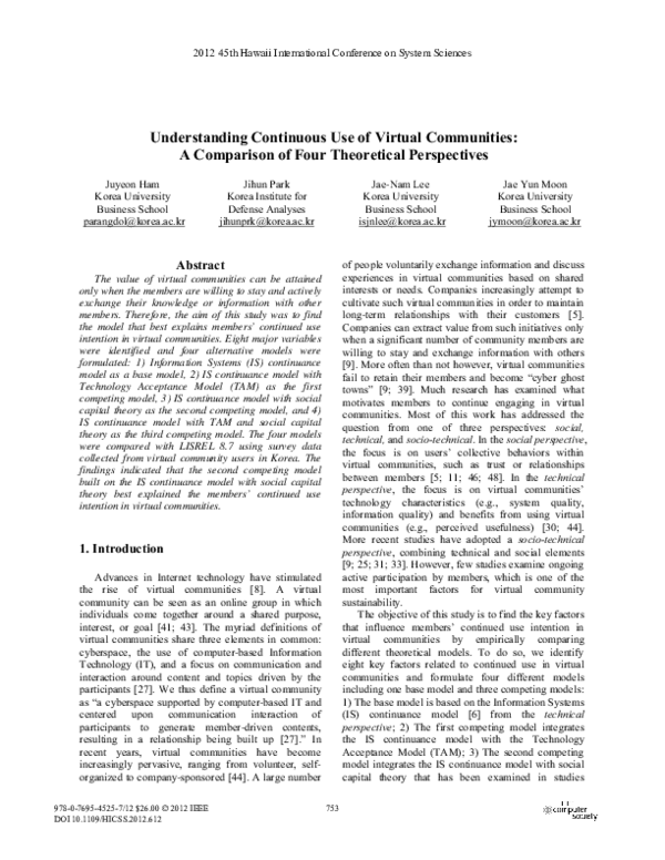 (PDF) Understanding Continuous Use of Virtual Communities: A Comparison ...