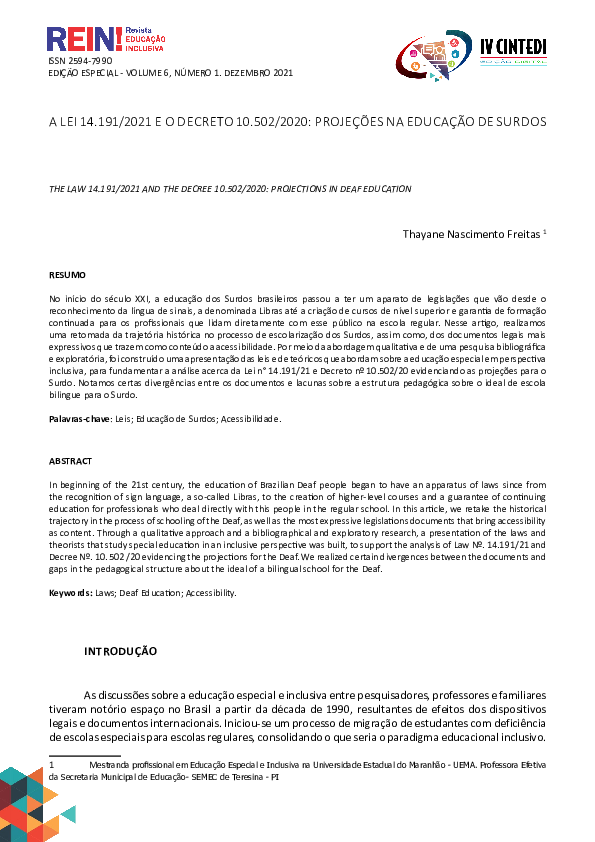 (PDF) A Lei 14.191/2021 e O Decreto 10.502/2020: Projeções Na Educação ...