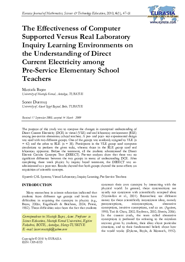 (PDF) The Effectiveness of Computer Supported Versus Real Laboratory ...