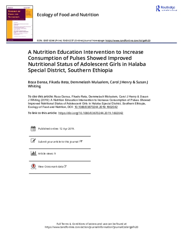 (PDF) A Nutrition Education Intervention to Increase Consumption of ...
