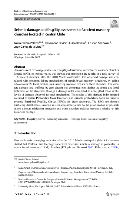 (PDF) Seismic damage and fragility assessment of ancient masonry ...