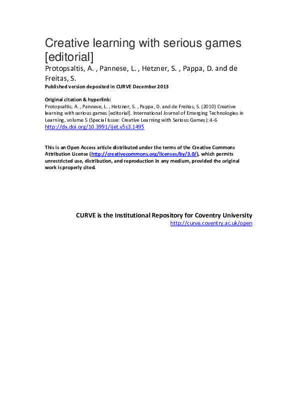 (PDF) Creative Learning with Serious Games