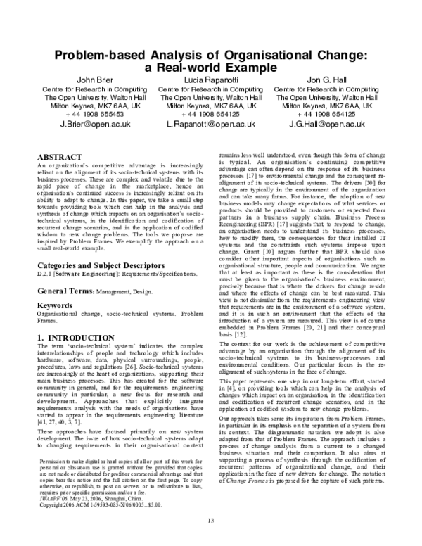 (PDF) Problem-based analysis of organisational change