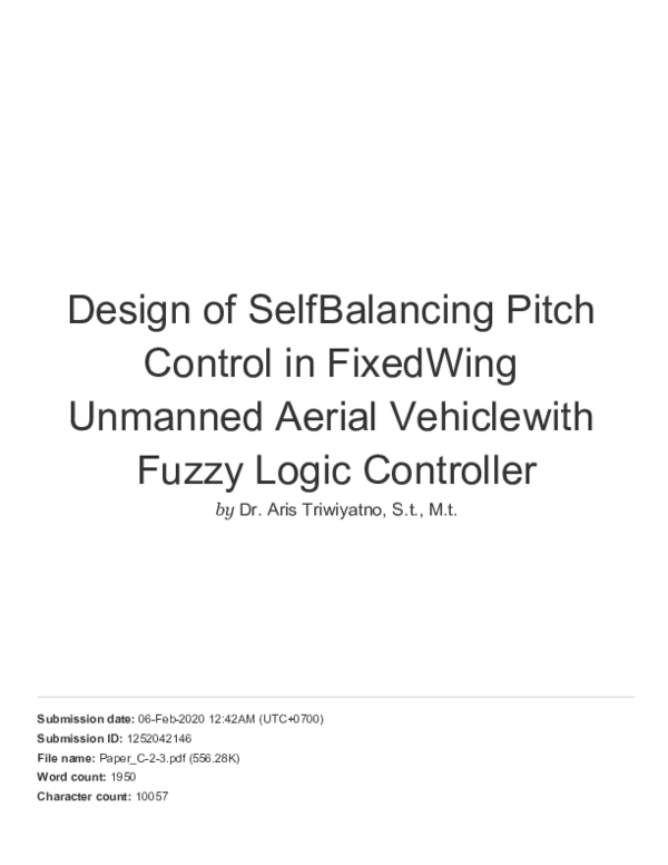 (PDF) Design of self balancing pitch control in fixed wing unmanned ...