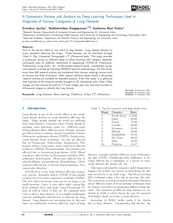 (PDF) A Systematic Review and Analysis on Deep Learning Techniques Used ...
