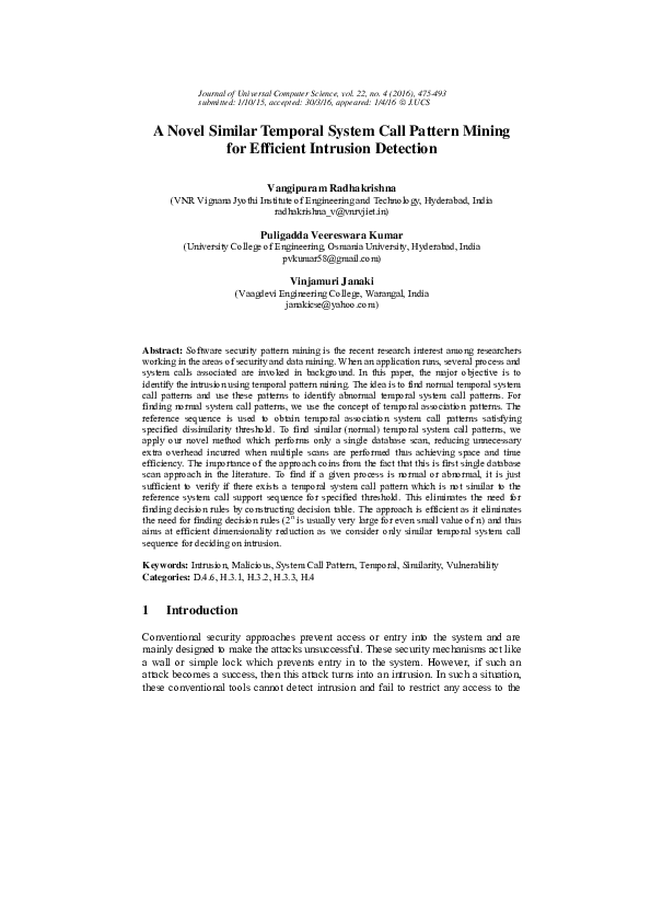 (PDF) A Novel Similar Temporal System Call Pattern Mining for Efficient ...