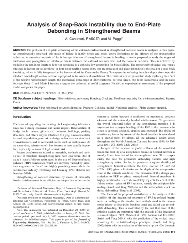 (PDF) Analysis of Snap-Back Instability due to End-Plate Debonding in ...