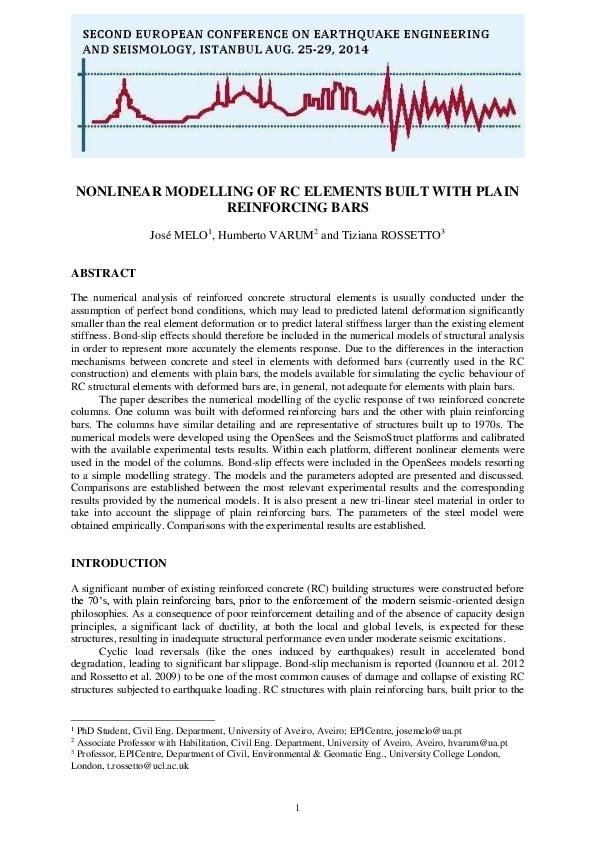 (PDF) Numerical modelling of the cyclic behaviour of RC elements built ...