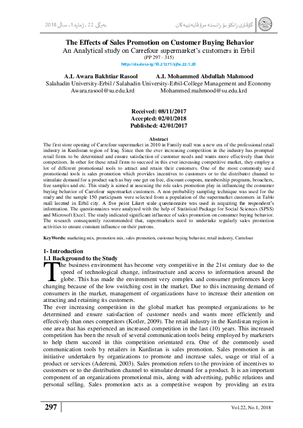 (PDF) The Effects of Sales Promotion on Customer Buying Behavior An ...