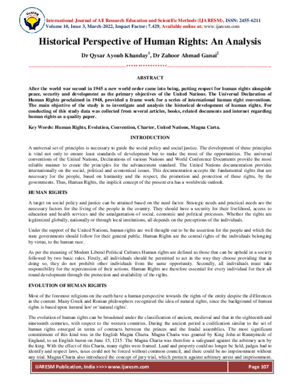 (PDF) Historical Perspective of Human Rights: An Analysis