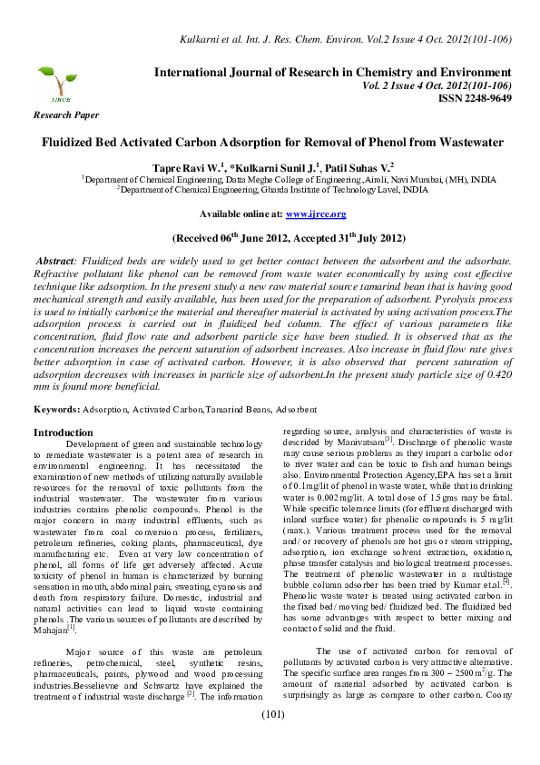 (PDF) Fluidized Bed Activated Carbon Adsorption for Removal of Phenol ...
