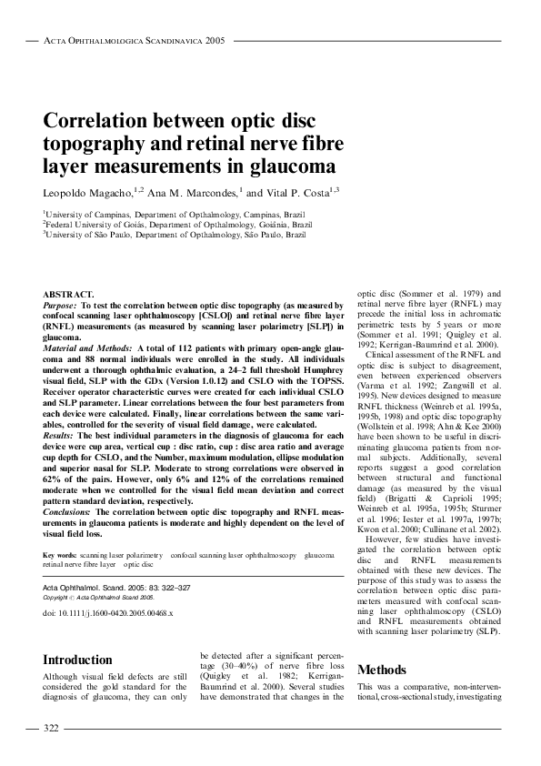 (PDF) Correlation between optic disc topography and retinal nerve fibre ...