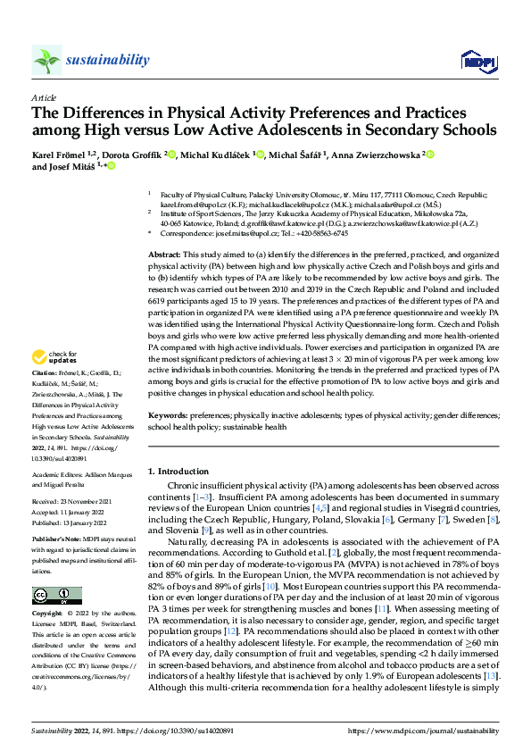 (PDF) The Differences in Physical Activity Preferences and Practices ...