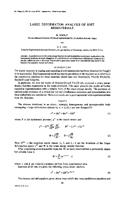 (PDF) Large deformation analysis of soft biomaterials
