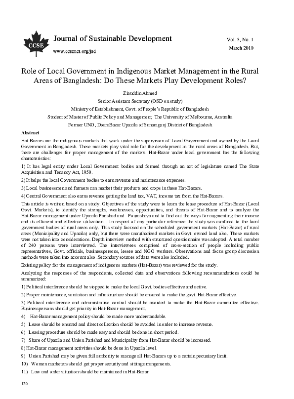 (PDF) Role of local government in indigenous market management in the ...