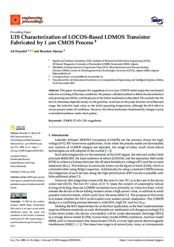 (PDF) UIS Characterization of LOCOS-Based LDMOS Transistor Fabricated ...