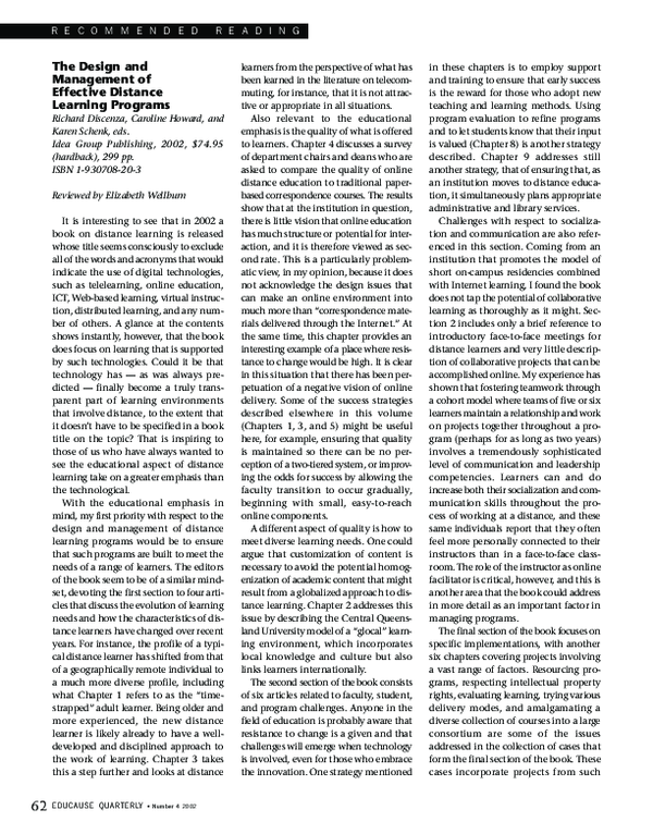 (PDF) The Design and Management of Effective Distance Learning Programs