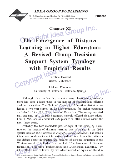 (PDF) The Emergence of Distance Learning in Higher Education