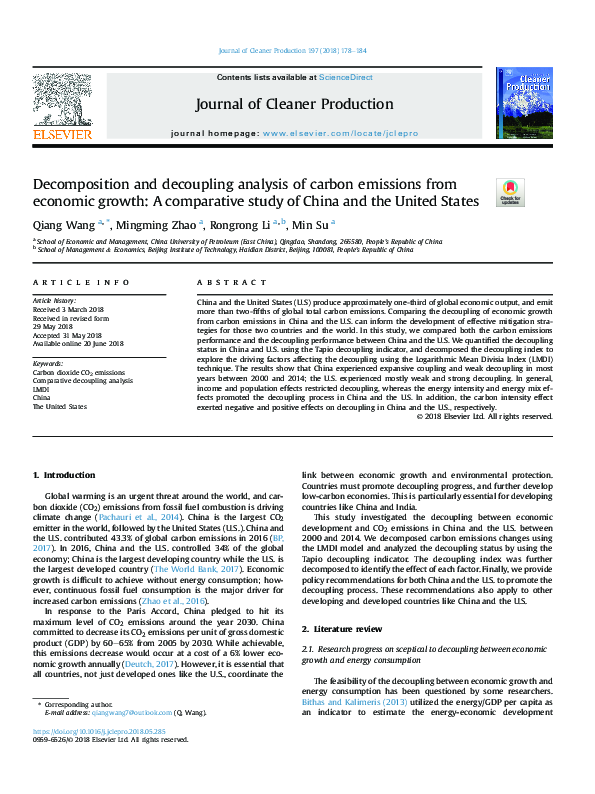 (PDF) Decomposition and decoupling analysis of carbon emissions from ...