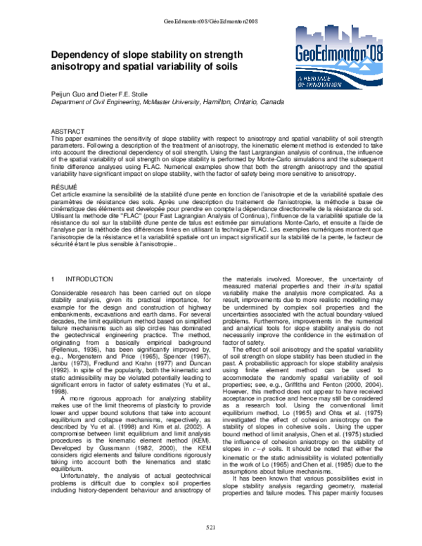 (PDF) Dependency of slope stability on strength anisotropy and spatial ...