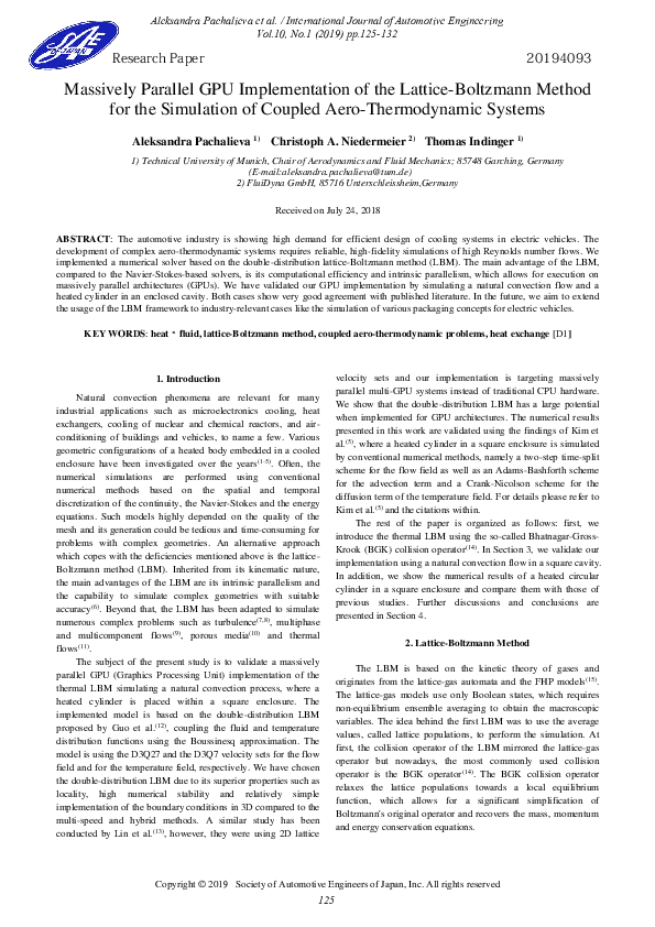 (PDF) Massively Parallel GPU Implementation of the Lattice-Boltzmann ...
