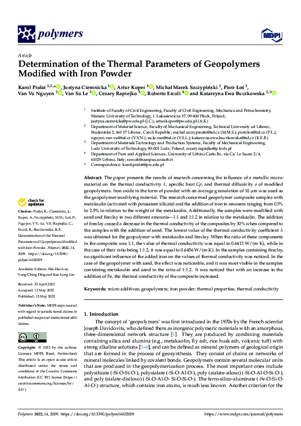 (PDF) Thermal Properties of Iron-Modified Geopolymers