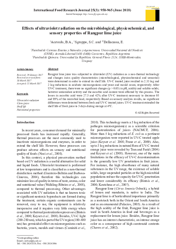 (PDF) Effects of ultraviolet radiation on the microbiological ...