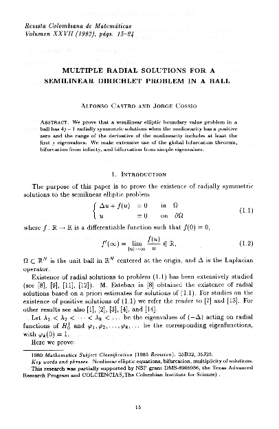 (PDF) Multiple radial solutions for a semilinear Dirichlet problem in a ...