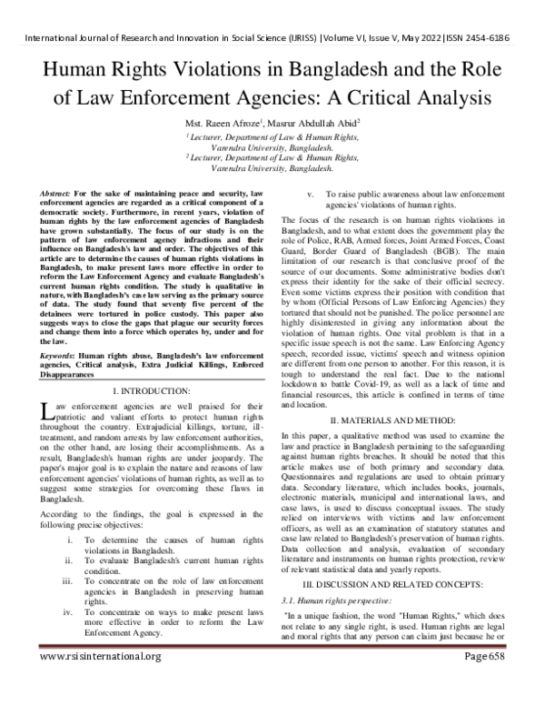 (PDF) Human Rights Violations in Bangladesh and the Role of Law ...