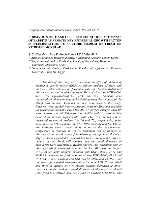 (PDF) Formation Rate and Cellular Count of Blastocysts of Rabbits as ...