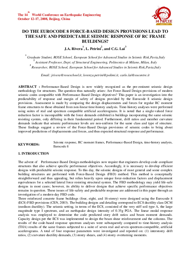 (PDF) Do the Eurocode 8 Force-Based Design Provisions Lead to the Safe ...