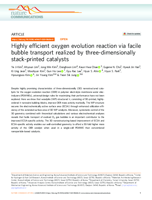 (PDF) Highly efficient oxygen evolution reaction via facile bubble ...