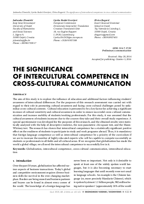 (PDF) The Significance of Intercultural Competence in Cross-Cultural ...