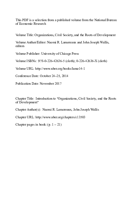 (PDF) Organizations, Civil Society, and the Roots of Development
