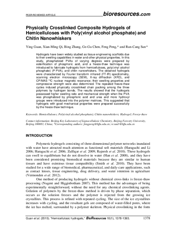 (PDF) Physically crosslinked composite hydrogels of PVA with natural ...