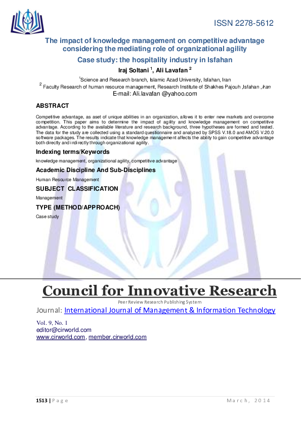 (PDF) The impact of knowledge management on competitive advantage ...