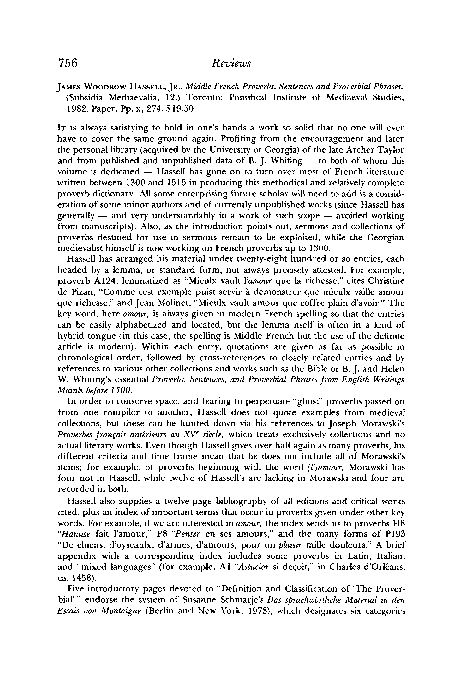 (PDF) Middle French Proverbs, Sentences and Proverbial Phrases. James ...
