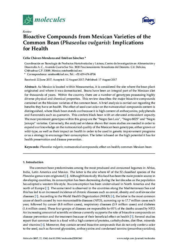 (PDF) Bioactive Compounds from Mexican Varieties of the Common Bean ...