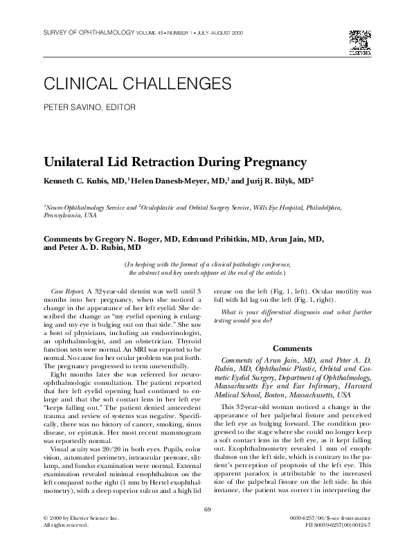 (PDF) Unilateral Lid Retraction During Pregnancy Kubis