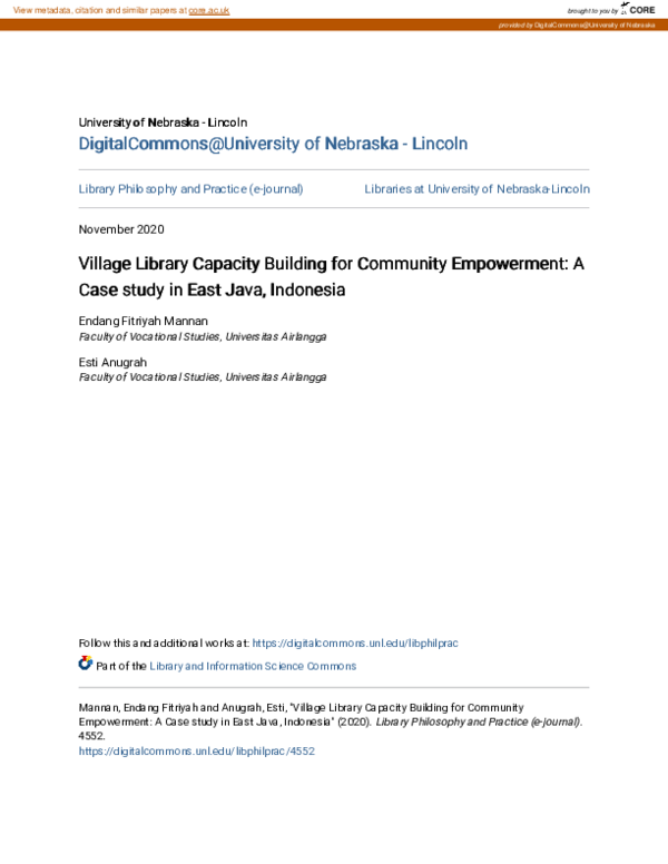 (PDF) Village Library Capacity Building for Community Empowerment: A ...