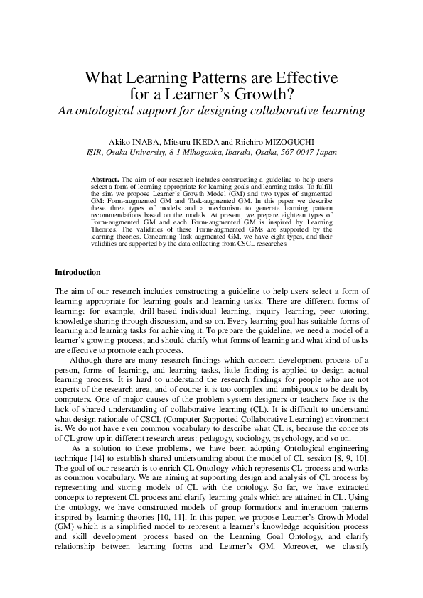 (PDF) What Learning Patterns are Effective for a Learner’s Growth?