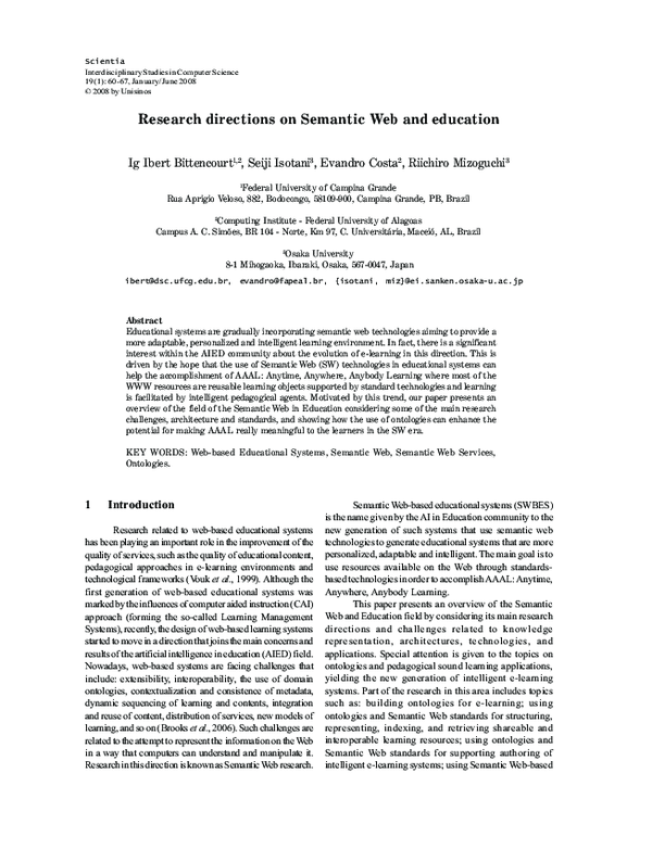 (PDF) Research directions on Semantic Web and education