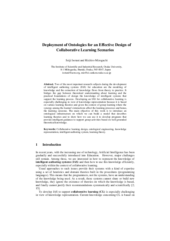 (PDF) Deployment of Ontologies for an Effective Design of Collaborative ...