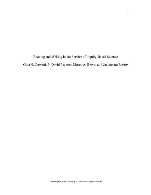 (PDF) Reading and writing in the service of inquiry-based science